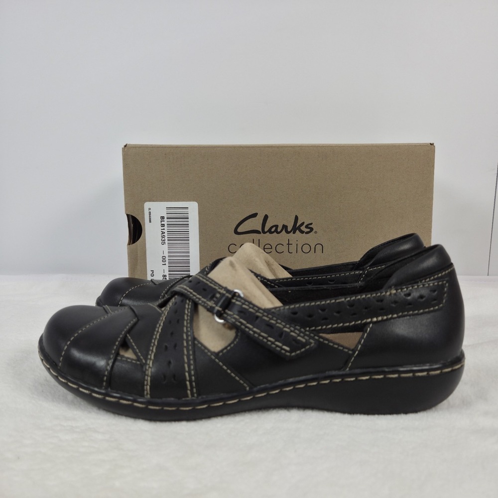 Clarks Women's Size 8.5 M Ashland Spin Q Black Leather Shoes - Picture 2 of 16